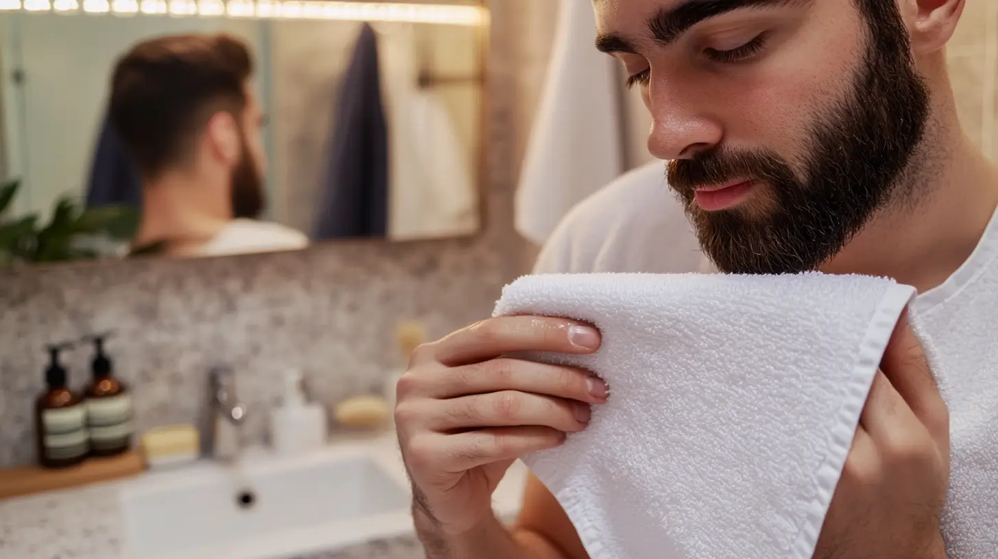 Uomo che asciuga la barba